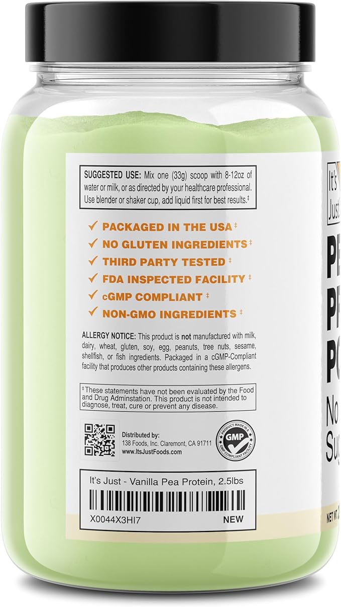 It's Just! Pea Protein Isolate, Plant (2.5 Pound 1), Vanilla)