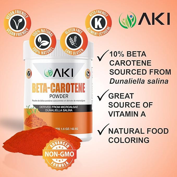 AKI Beta Carotene 10% Powder (1.5Oz, 42.52G) Highly