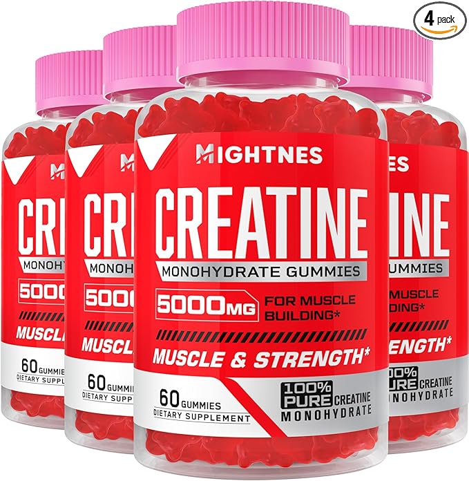 Creatine Monohydrate Gummies for Men & Women - 5000mg Creatine Pre-Workout Gummies with Taurine & Vitamin B6 B12 for Maximum Strength, Muscle, Energy, Endurance & Focus, Organic,Vegan-240 Count