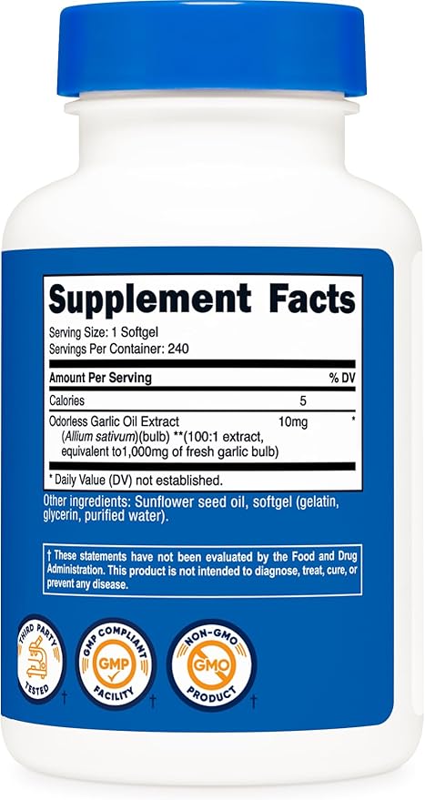 Nutricost Garlic 1000mg, 240 Softgels