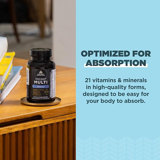 Ancient Nutrition Multivitamin for Immune Support, 21 Vitamins 90 Capsules