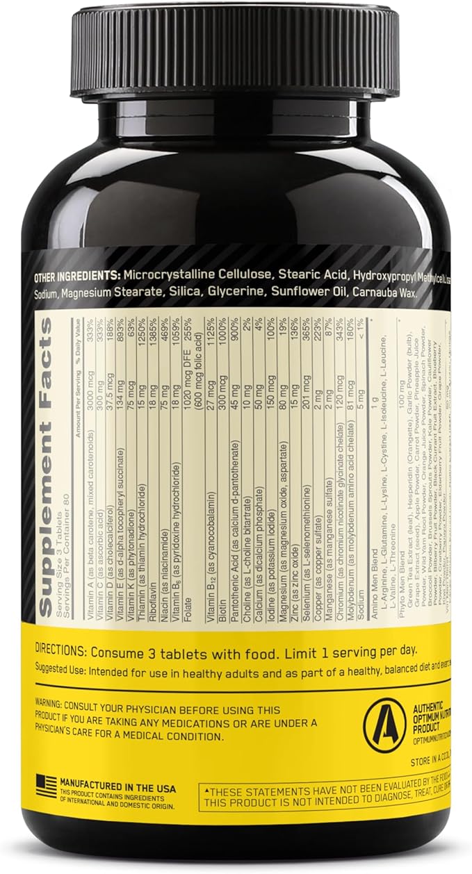 Optimum Nutrition Opti-Men Daily Multivitamin 80 Day 240 Count,