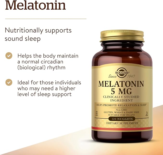 Solgar Melatonin 5 mg, 120 Nuggets 120 Servings