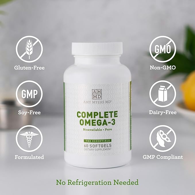 Dr. Amy Myers Complete Omega-3 Softgel 1000mg of 170% More 60 Capsules, 2 Month