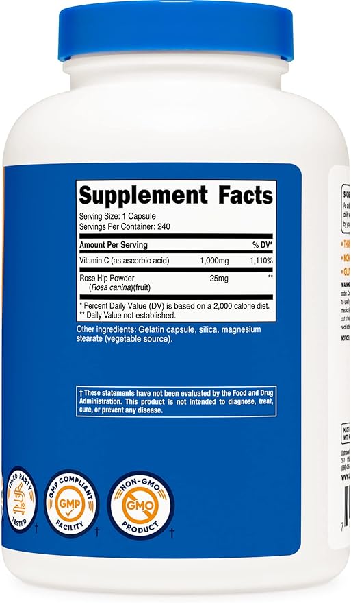 Nutricost Vitamin C with Rose Hips 1025mg, 240 240 Capsules (2 Bottles)