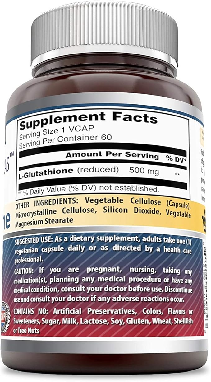 Amazing Formulas Reduced L-Glutathione Supplement 500 Mg 60 Veggie 3)