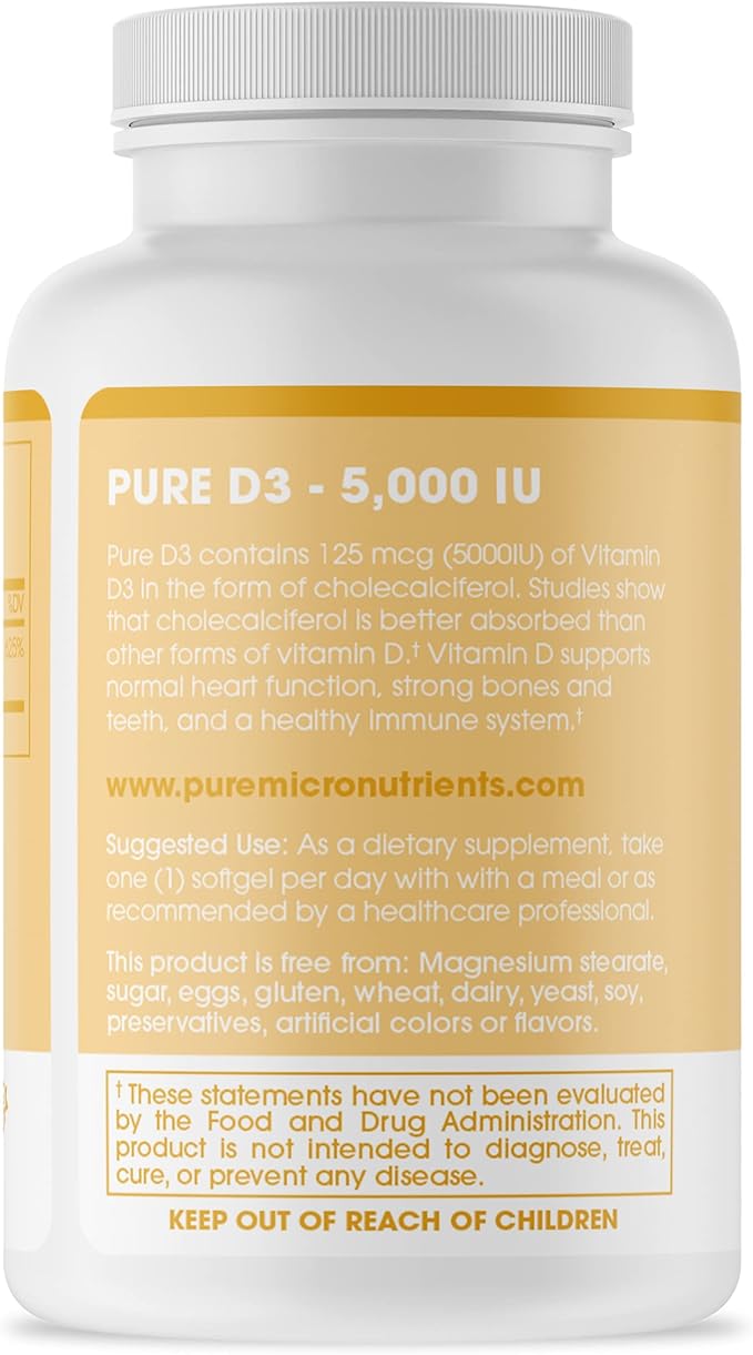 Pure Micronutrients Pure D3 – Vitamin D3 5000 5000 IU, 90 Mini