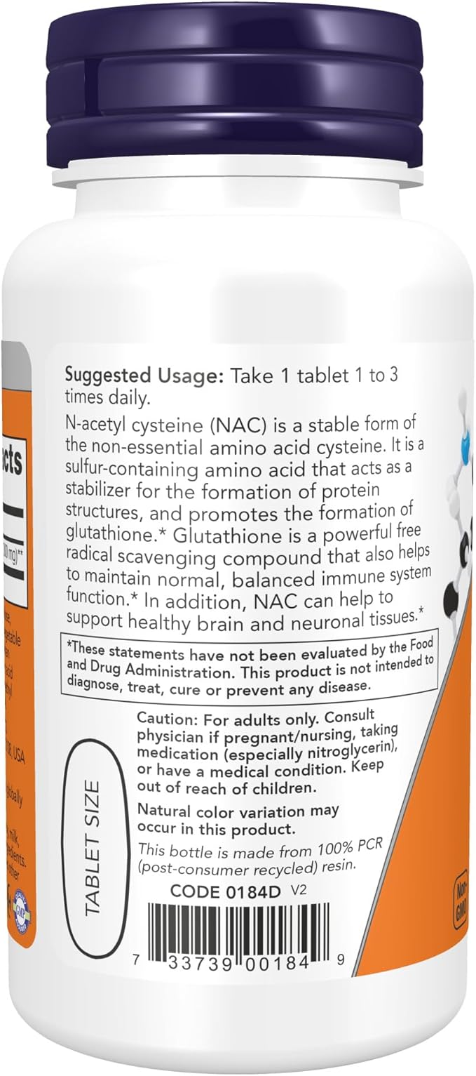 NOW Supplements, NAC (N-Acetyl-Cysteine) 1,000 mg, 60 Tablets