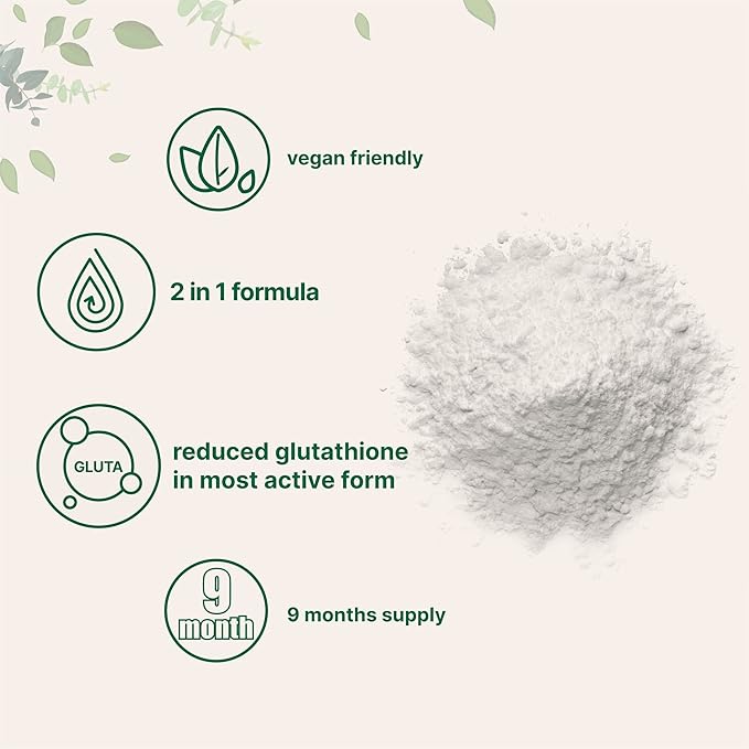 Glutathione Supplement, Pure Glutathione Reduced Powder 5 Ounce (9 Months 2 in 1 Formula,