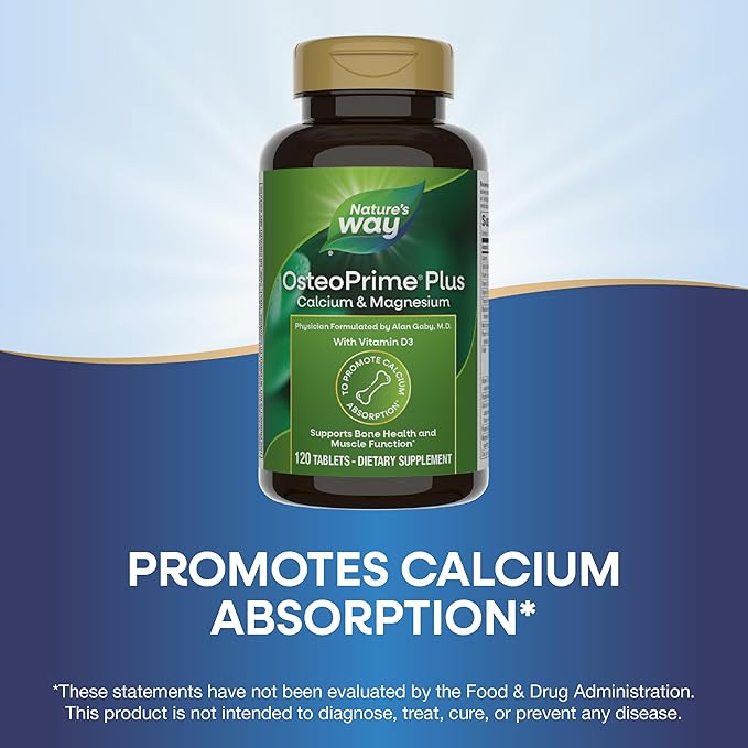 Nature's Way OsteoPrime PLUS Calcium & D3 & K2, Vegetarian, 120 Tablets