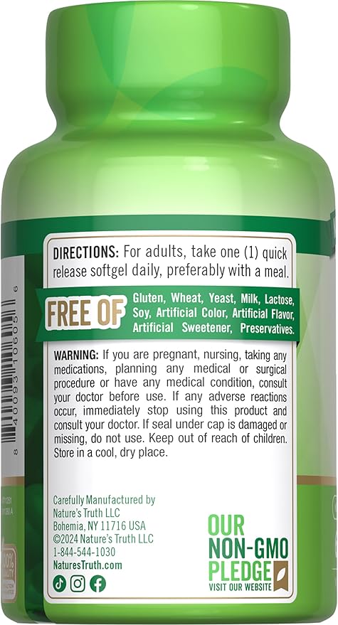 Nature's Truth Vitamin E Softgels 1000 IU 60 Count