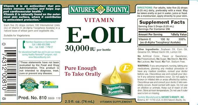 Nature's Bounty E Oil 30,000IU, 2.5 (4)
