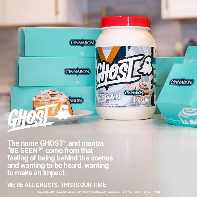 GHOST VEGAN Protein Powder, Cinnabon 2lb, 20g 20g of