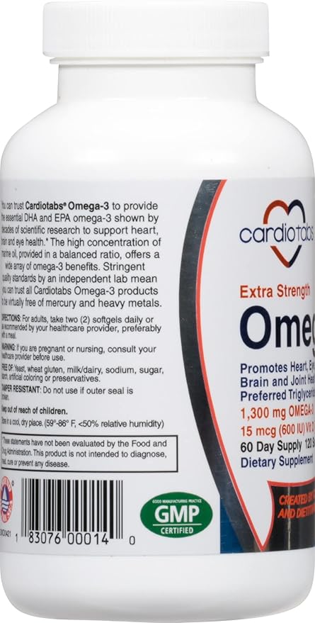 Omega-3 Extra Strength + Vitamin D3, 1300 mg Omega-3, 600 600 DHA 600 EPA, 600 IU D3