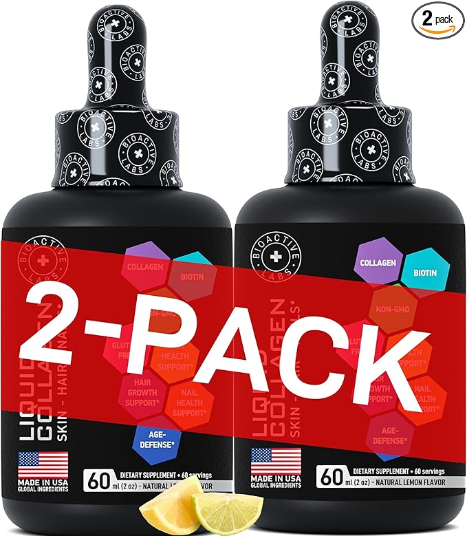 Hydrolyzed Liquid Collagen Peptides and Biotin 1 and 3 Biotin 2-Pack, 2x60ml 2x60ml