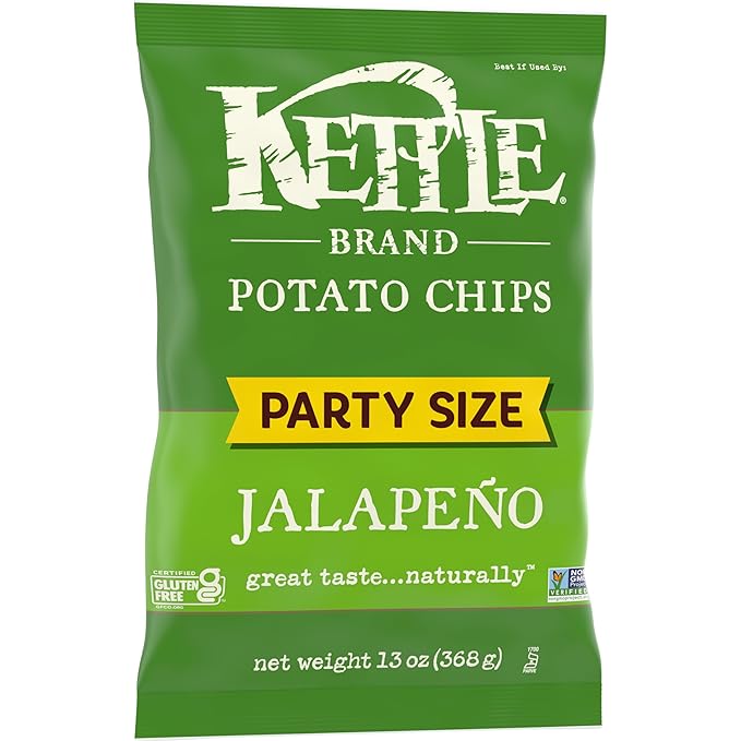 Kettle Brand Potato Chips, Jalapeno Kettle Chips, Party Size, 13 Oz