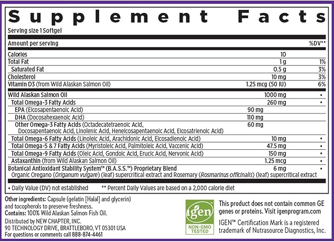 New Chapter Omega-3 Complex, Fish Oil 30 Count