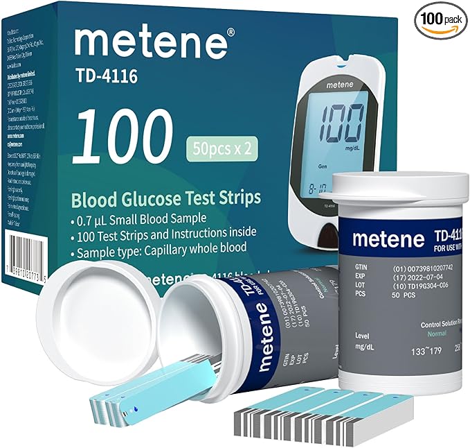 Metene TD-4116 Blood Glucose Test Strips, 100 Count TD-4116 Blood