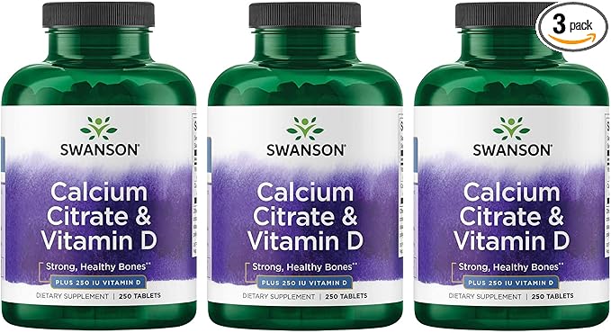 Swanson Calcium Citrate & Vitamin D3 250 Tabs 3 Pack