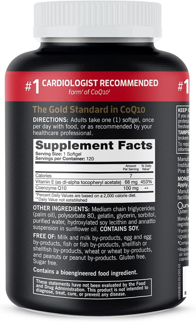 Qunol CoQ10 100mg Softgels, Ultra CoQ10 100mg, 3x 3x Better Q10 Vitamins 4 Month 120 Count