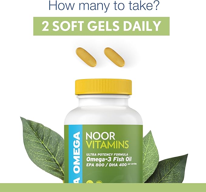 Noor Vitamins Halal Fish Oil, Halal 3 Wild (800 mg 400 mg (120 count)