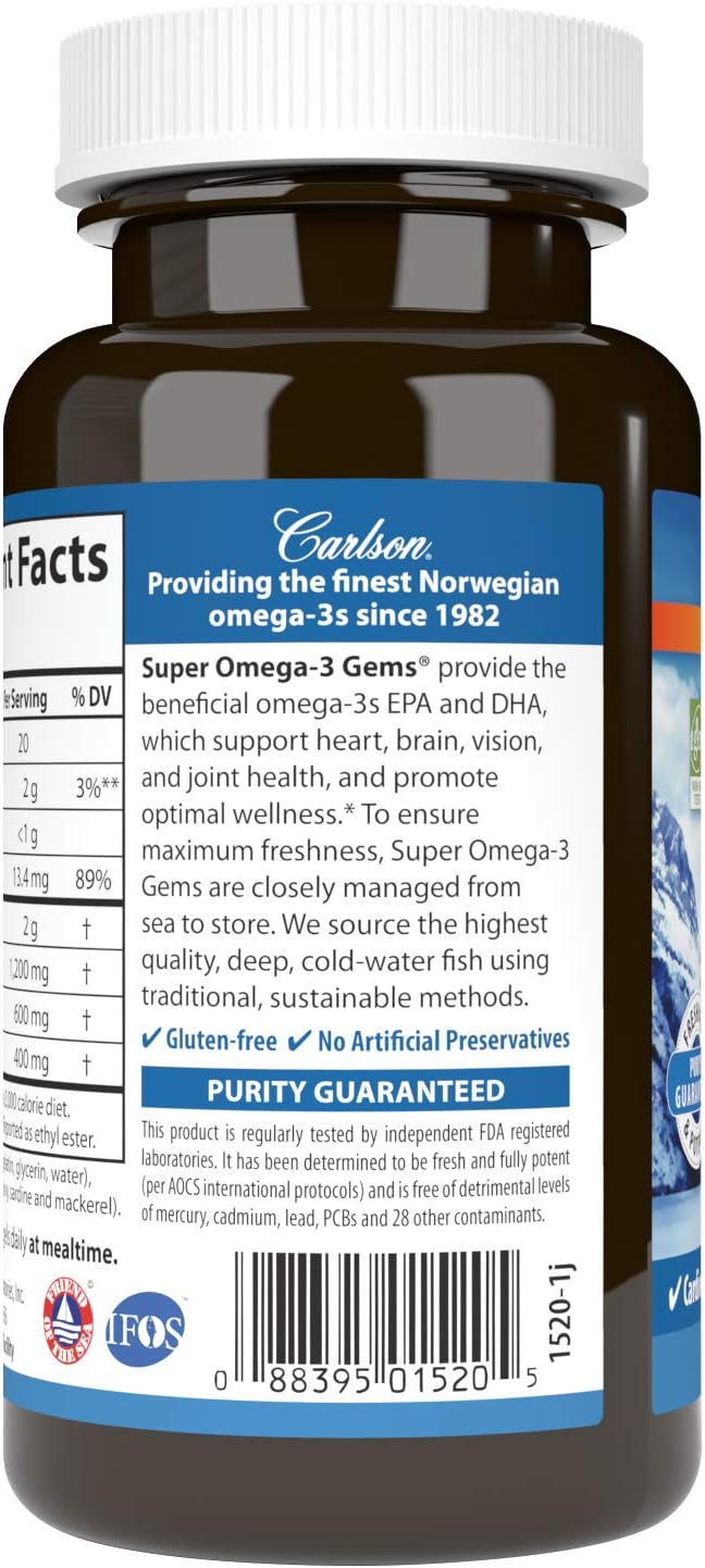 Carlson - Super Omega-3 Gems, 1200 Omega-3s, Wild 50 soft