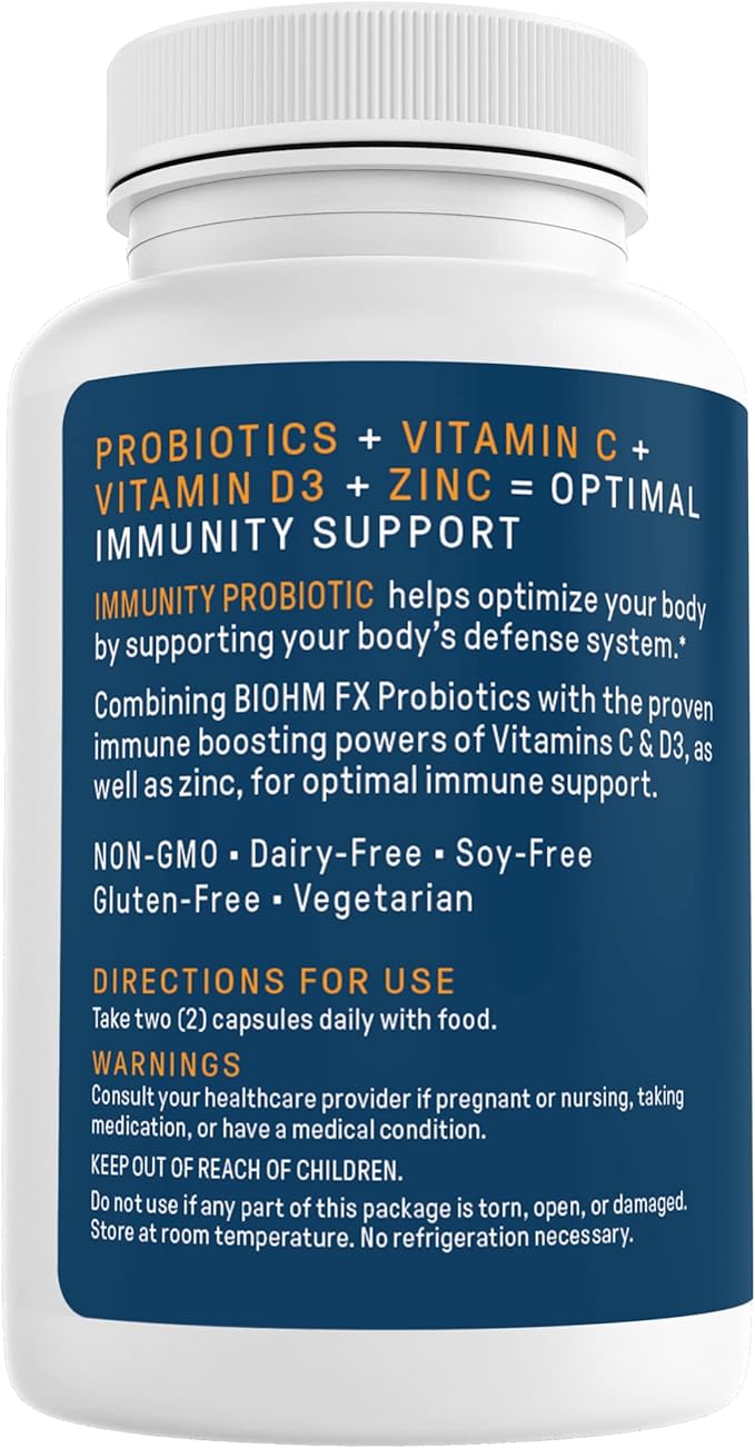 BIOHM Probiotic & Prebiotic Duo: Fiber D3, Zinc 60 Caps