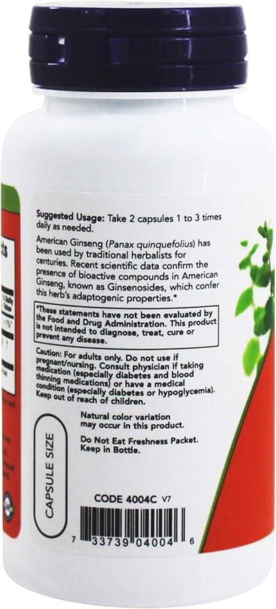 NOW Foods American Ginseng, 100 Capsules, 500 mg 3)