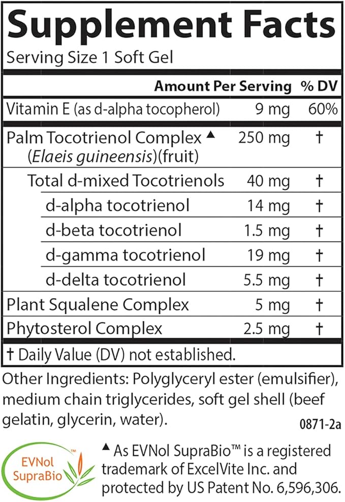 Carlson - Tocomin SupraBio, Bio-enhanced Tocotrienol 60 soft
