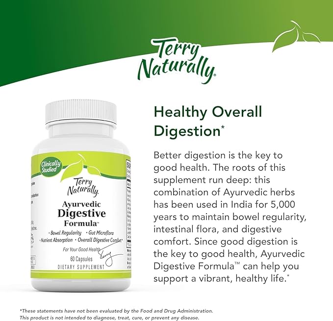 Terry Naturally Ayurvedic Digestive Formula 60 Capsules 30 Servings