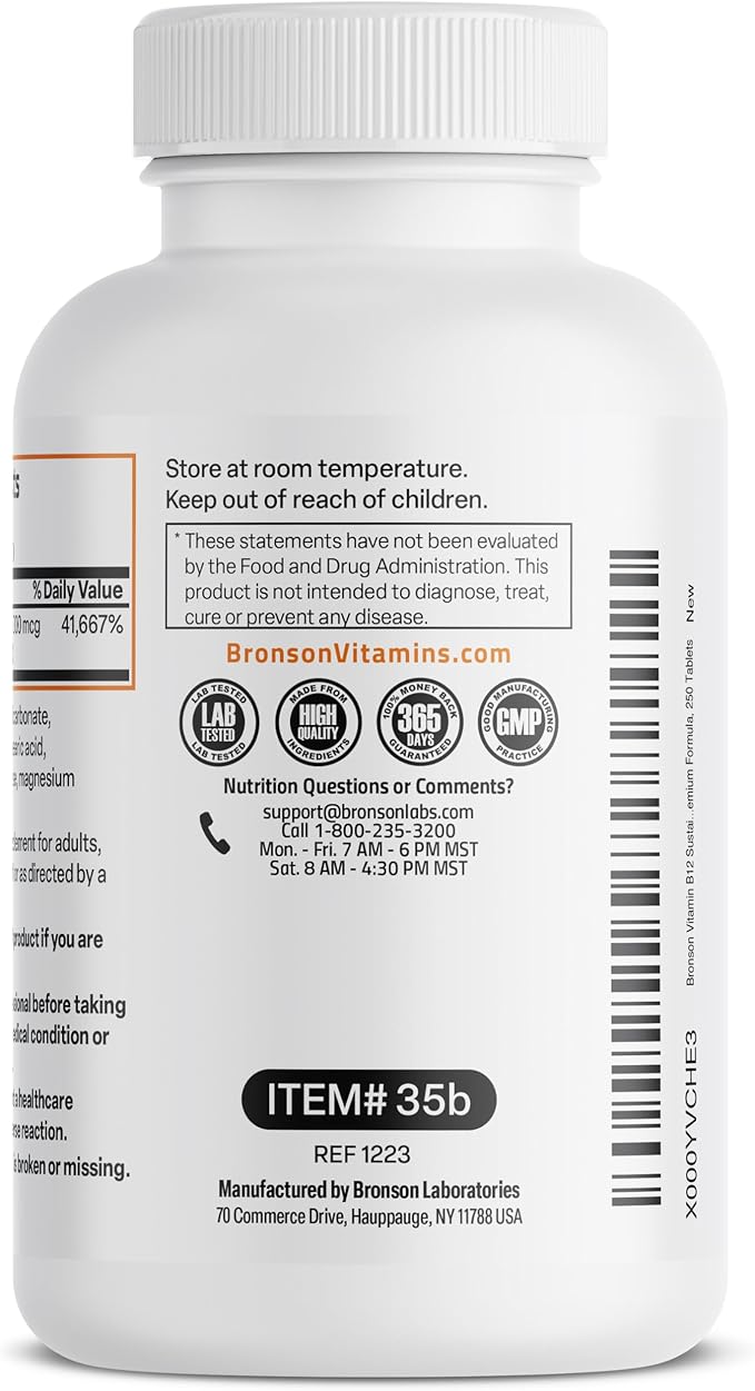 Bronson Vitamin B12 1000 mcg (B12 250 Count