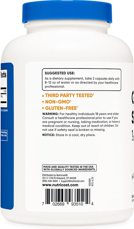 Nutricost Glucosamine Sulfate 750mg, 240 Capsules (3 Bottles) (1500mg Per