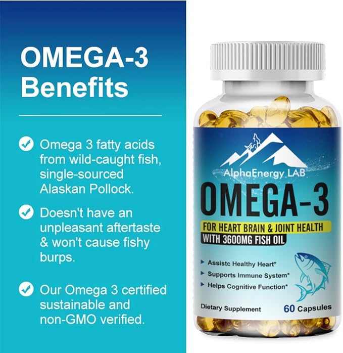 LAB Omega-3 with Triple Strength 3600MG Pollock-60 Softgels-