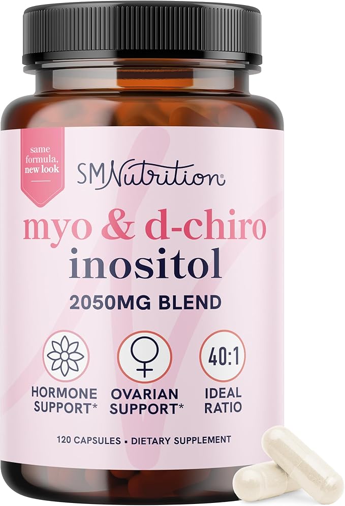 Myo-Inositol & D-Chiro Inositol for Hormone Balance for Women | Ovarian Health & Menstrual Cycle Support | Ideal 40:1 Ratio, Myoinositol 2000mg & D Chiro 50mg | Ovarian Support Vitamins | 120 Ct.
