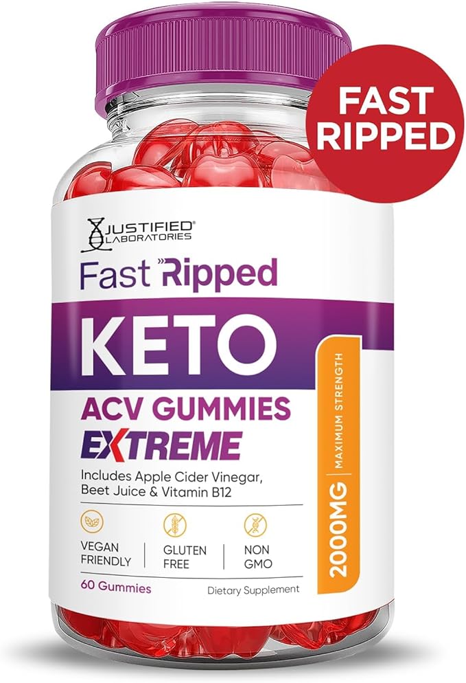 Justified Laboratories (3 Pack Fast Ripped Keto ACV Gummies Extreme 2000MG Fast Ripped Keto Gummies Apple Cider Vinegar Formulated with Pomegranate Beet Juice Powder B12 Vegan Non GMO 180 Gummys