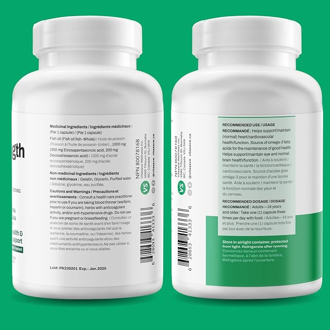 Omega-3 Fish Oil Supplement 3000mg Fish 900mg EPA, 600mg DHA 120 Softgels