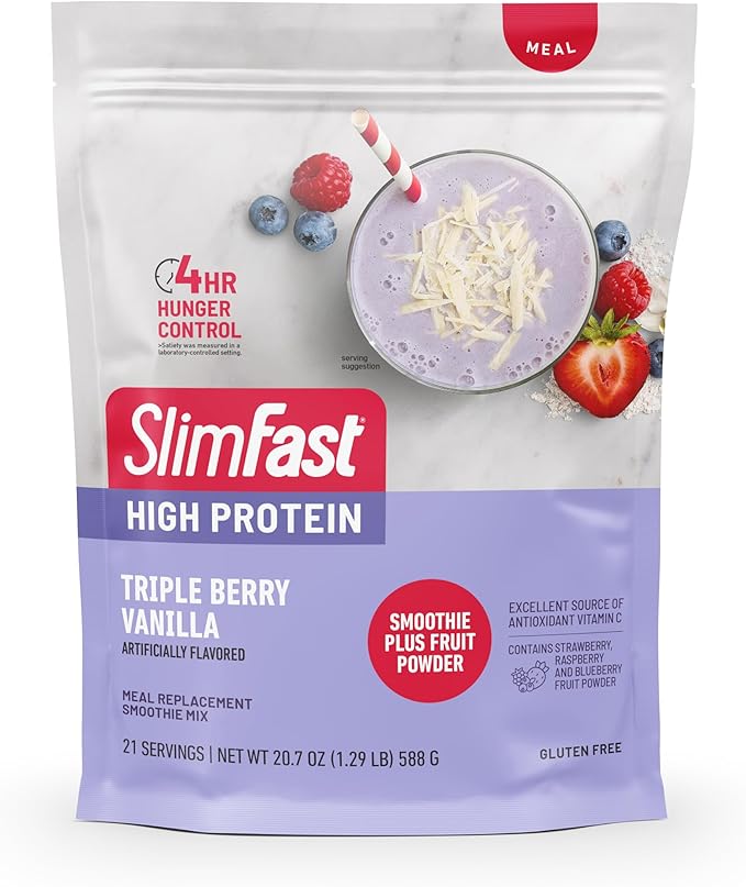 SlimFast High Protein Smoothie Mix Plus 21 Servings, 1.29 Pounds,
