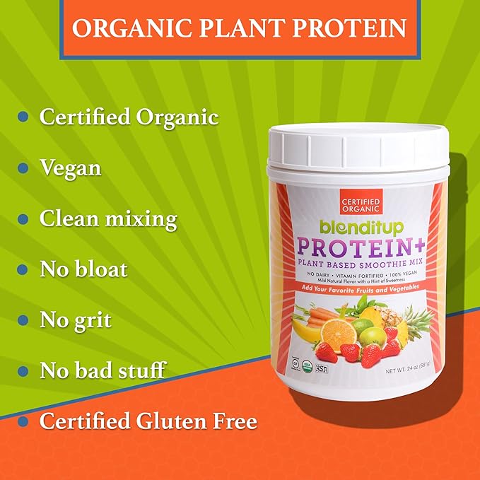 Blenditup Protein + Smoothie Mix Organic (24oz.) 100% 100% Vegan,