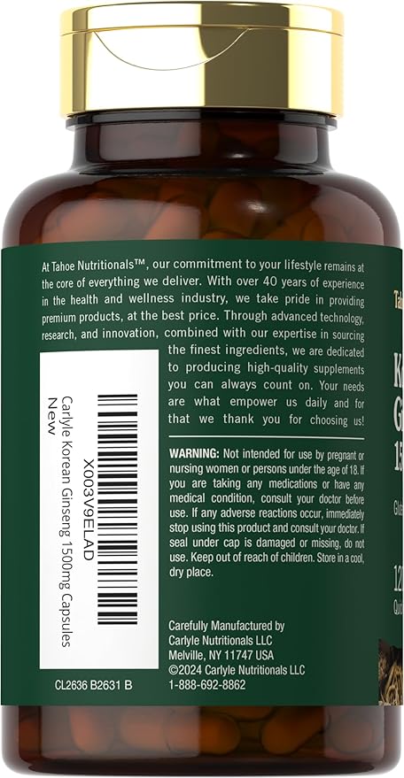 Carlyle Korean Panax Ginseng 1500mg | 120 Capsules