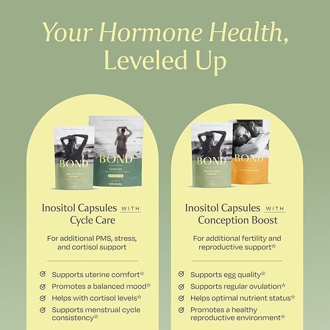 BOND Inositol Capsules: Myo-Inositol & D-Chiro Inositol Ovarian Support Vitamins, Menstrual Cycle Support, Hormone Balance for Women, Ideal 40:1 Ratio, Inositol Supplement for Women, 90 Vegan Capsules