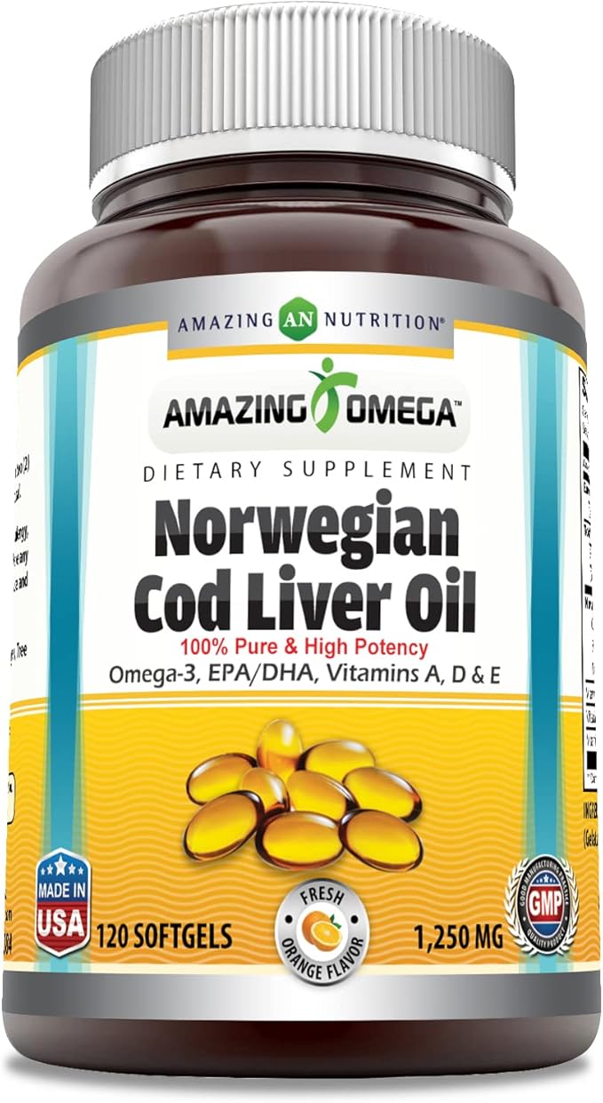 Amazing Omega Norwegian Cod Liver Oil 1250 mg 120 Softgels