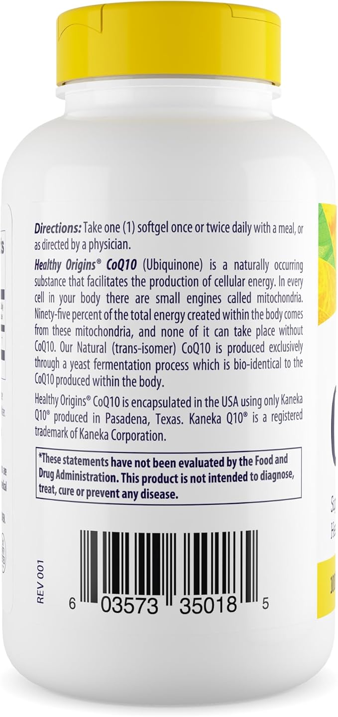 Healthy Origins Natural CoQ10 (Kaneka Q10), 100 mg 300 Softgels