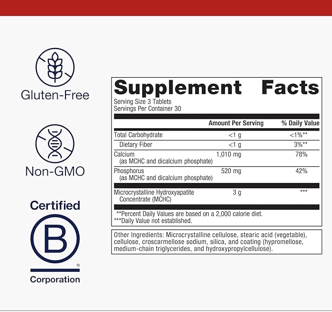 Metagenics Bone Builder Extra Strength - Calcium Supplement - with Phosphorus - Gluten-Free & Non-GMO - 90 Tablets - 30 Servings