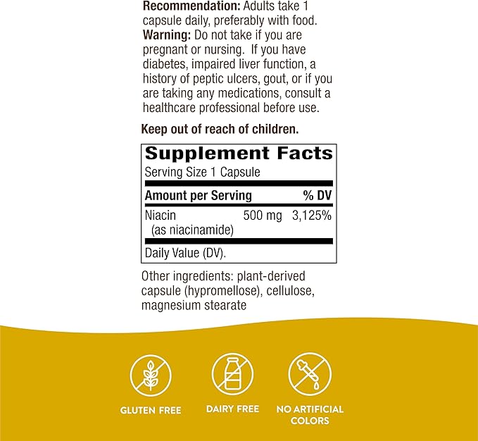 Nature's Way Niacinamide, Supports Cellular Energy*, 500mg per 100 Capsules