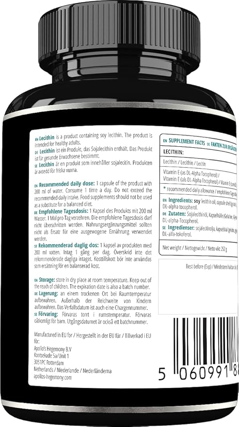 APOLLO'S HEGEMONY Lecithin 1200mg with Vitamin E 180 Softgel 6 Months