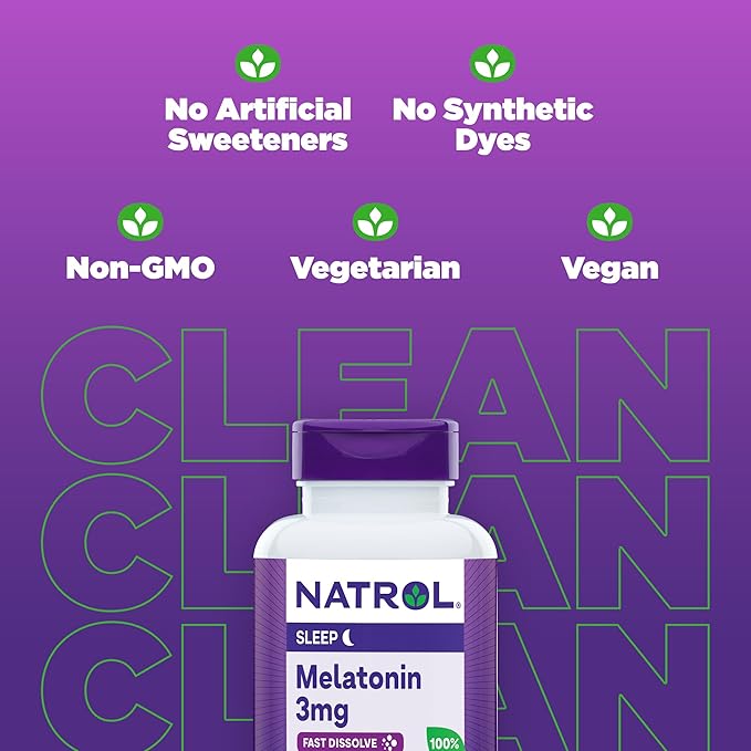 Natrol Melatonin 3mg, Strawberry-Flavored Dietary Supplement 150 Fast-Dissolve 150 Day 12)