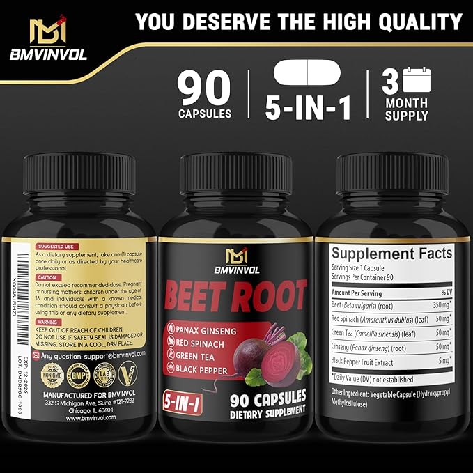 BMVINVOL Beet Root Capsules 90 Count 3 Month