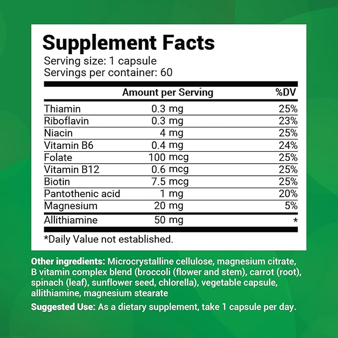 Dr. Berg Natural Vitamin B1 B6 B12 Complex B1 Supplement 8 Essential 60 Capsules