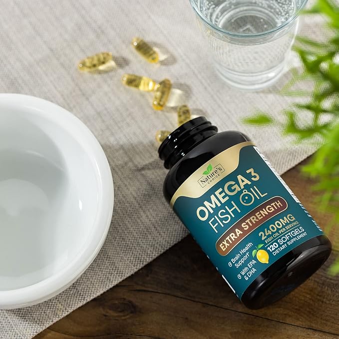 Triple Strength Omega 3 Fish Oil 2400 mg Omega-3 Supplements, 120 Softgels
