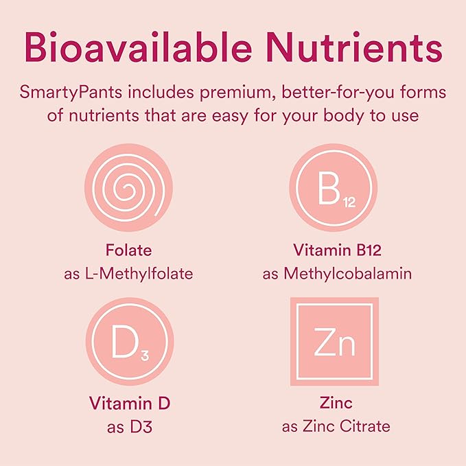 SmartyPants Women's Masters 50+ Multivitamin: Vitamin D3 & CoQ10 for 3 Fish B6, 120 120 Count (30 Day